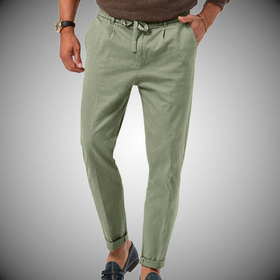 Pantalones de lino elegantes y ajustados para hombres