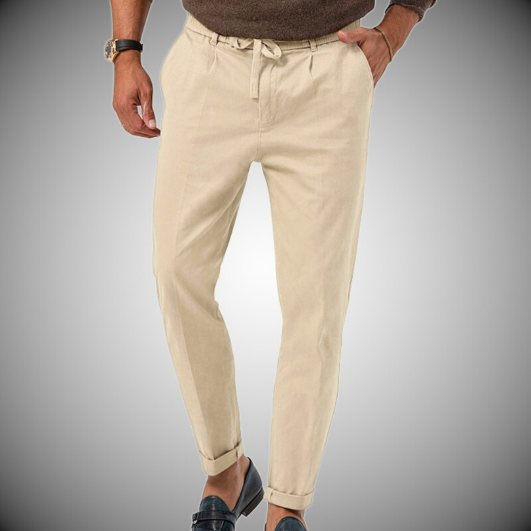 Pantalones de lino elegantes y ajustados para hombres