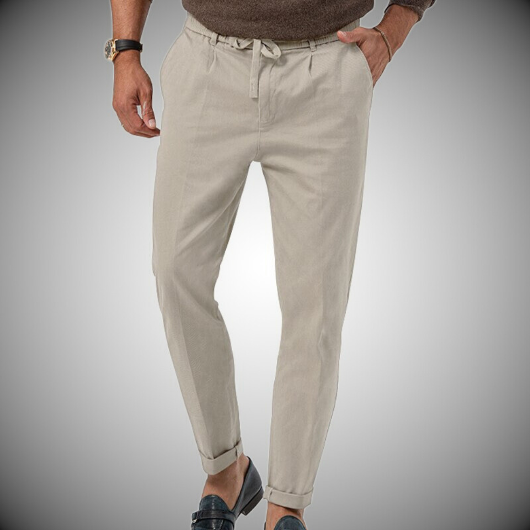 Pantalones de lino elegantes y ajustados para hombres