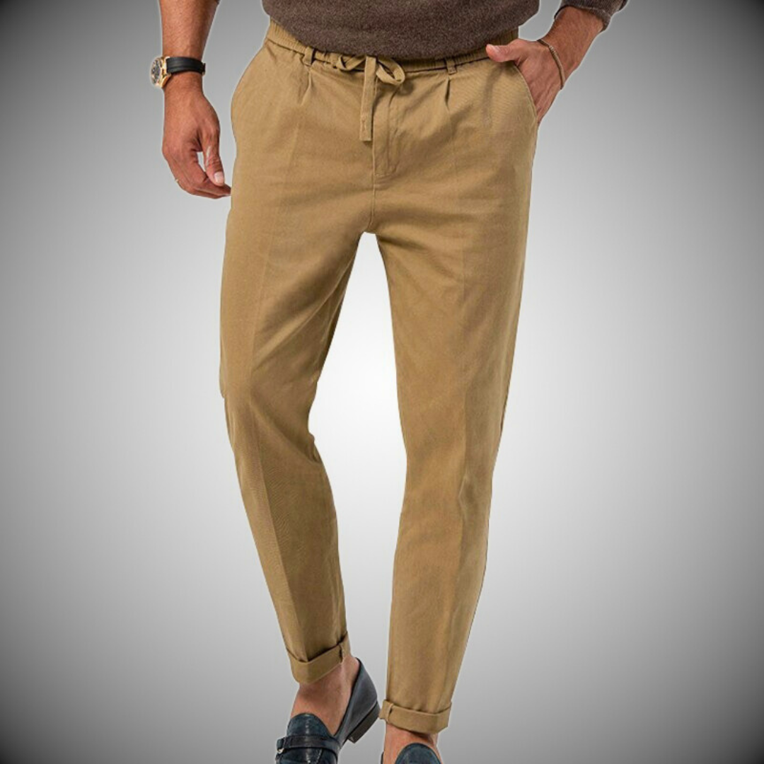Pantalones de lino elegantes y ajustados para hombres