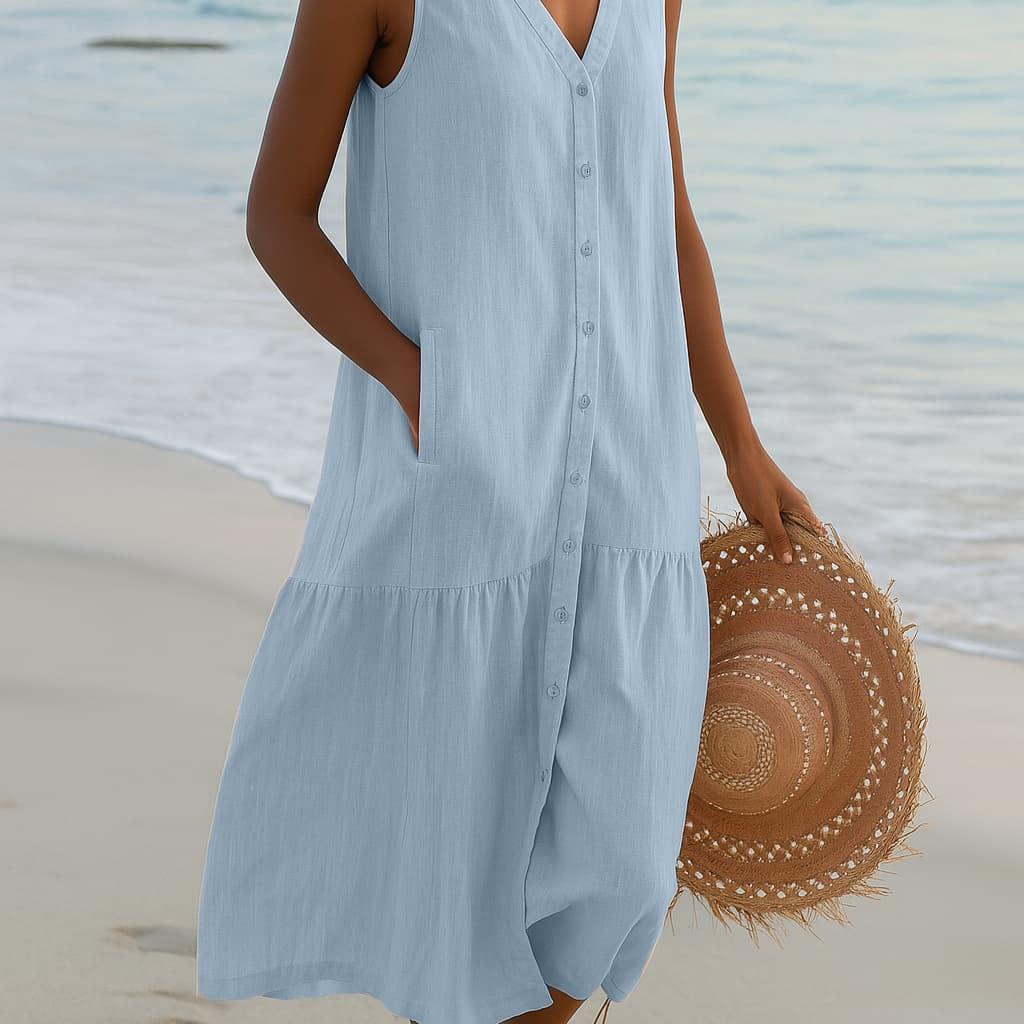 Vestido Midi para Mujeres | Ligero y Cómodo | Lino | Esencial de Verano