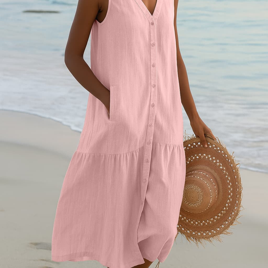 Vestido Midi para Mujeres | Ligero y Cómodo | Lino | Esencial de Verano