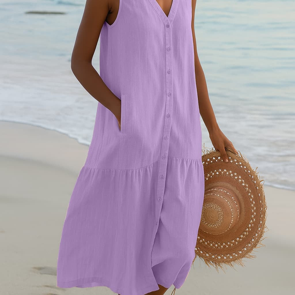 Vestido Midi para Mujeres | Ligero y Cómodo | Lino | Esencial de Verano