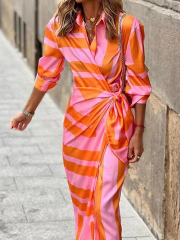 Women’s Wrap Midi Dress - Relaxed Fit - Soft Polyester Blend - Summer Outfit Essentials